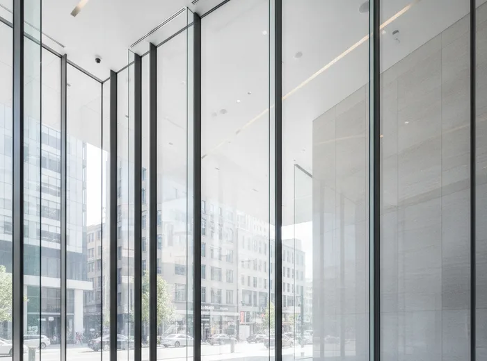 Streak-free commercial window after cleaning by Clean Bright Portland